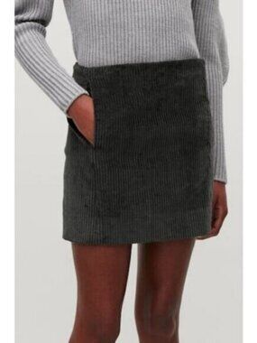 Cos Corduroy Lined Mini Skirt In Dark Gray Women's Size 12